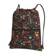 Honeii BBQ Barbecue Grill Print Drawstring Backpack,String Bag,Sackpack Cinch Water Resistant Nylon for Gym Shopping Sport Yoga
