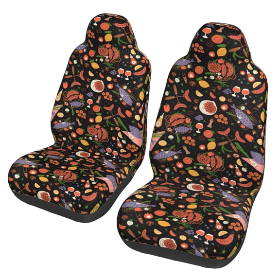 Honeii BBQ Party Print Car Seat Covers 2 Pieces, Full Set Universal Seat Covers for Cars, Waterproof Auto Seat Protectors