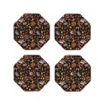 thumbnail image 1 of Honeii BBQ Party print Leather Coaster Set of 4, ideal for safeguarding your furniture from drinks spills and effortless cleanup-Octagon, 1 of 6