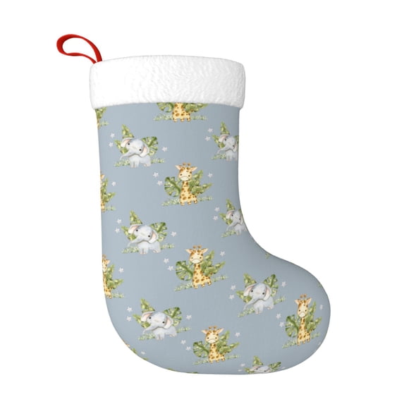 Honeii Baby Elephant Giraffe for Christmas Stocking,Large Xmas Stocking,Holiday and Family Stocking for Fireplace Christmas Holiday Party Decoration