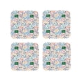 thumbnail image 1 of Honeii Back To School print Leather Coaster Set of 4, ideal for safeguarding your furniture from drinks spills and effortless cleanup-Square, 1 of 6