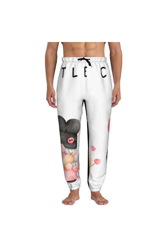 Baker Gnome Print Mens Jogger Sweatpants, Men's Lounge Pants with Pockets-X-Large