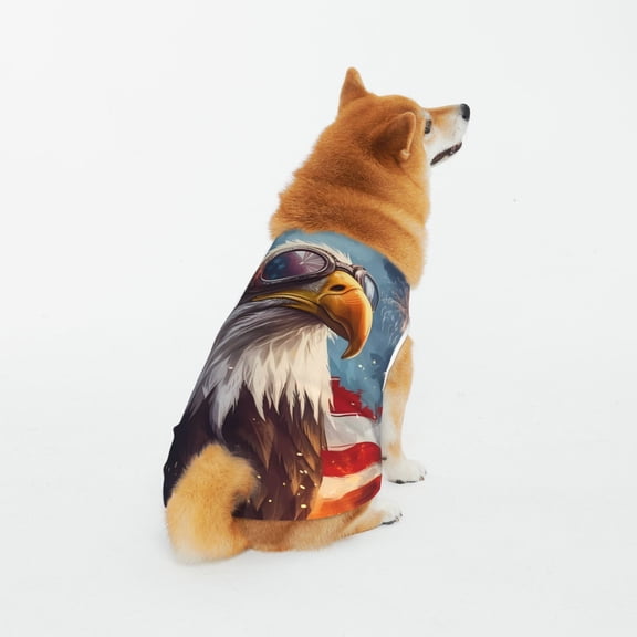 Honeii Bald Eagle Pilot Pattern 100% Cotton Dog Clothes Dog Costumes Doggie Shirts Puppy Shirt Pet Vest Tank Top Cat Tee-5X-Large