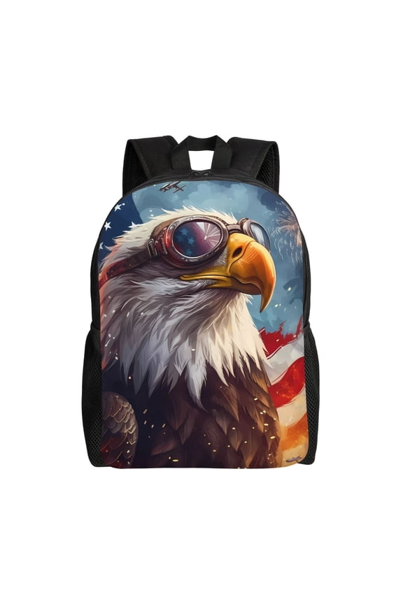 Bald Eagle Pilot Print Laptop Backpack for Work, College, Travel, Daily Backpacks for Men Women, Sport Rucksack,Computer Bag