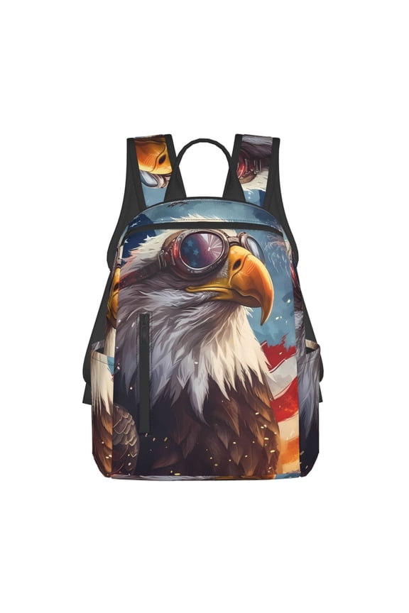 Bald Eagle Pilot Print Lightweight Backpacks,Carry on Backpack,Durable Backpack for School, Work & Travel