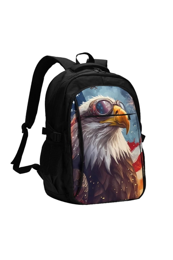 Bald Eagle Pilot for Travel Laptop Backpack, Business Laptops Backpack with USB Charging Port, College High School Computer Bag for Men Women