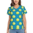 thumbnail image 1 of Honeii Ball Tennis Print Women's Classic V-Neck T-Shirt,Womens Fashion Tops,Stylish Everyday Top for Women, Casual Summer Spring Outfits Clothes-3X-Large, 1 of 5