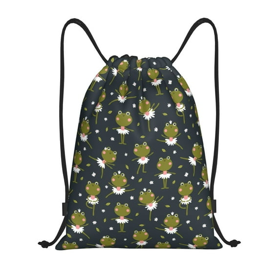 Honeii Ballerina Frogs Print Drawstring Backpack,Drawstring Bags String Backpack Gym Cinch Sack Backpack Sport Bag Draw-Medium