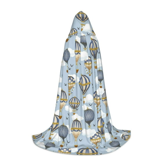 Honeii Balloon Vintage Print Poncho Cape, Cloak Coat, Snuggly Hooded Wearable Blanket, Hooded Cape For Teenagers,Halloween Costumes-Medium