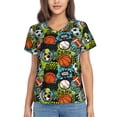 thumbnail image 1 of Honeii Balls Print Women's Classic V-Neck T-Shirt,Womens Fashion Tops,Stylish Everyday Top for Women, Casual Summer Spring Outfits Clothes-3X-Large, 1 of 5