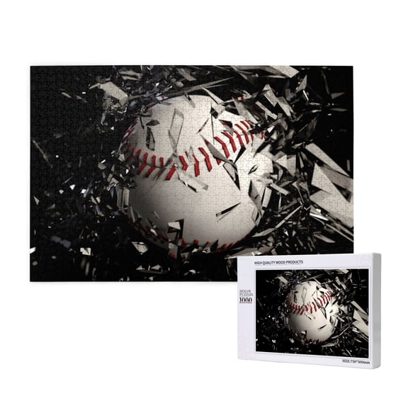 Honeii Baseball Breaking Glass Pattern 1000 Piece Puzzles for Adults, Jigsaw Puzzles