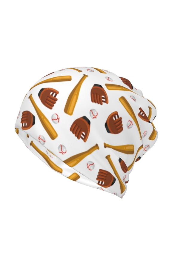 Baseball Sport Print Winter Beanie Daily Hat - Thermal Polar Fleece Ski Running Hat Skull Cap for Men and Women,Beanie