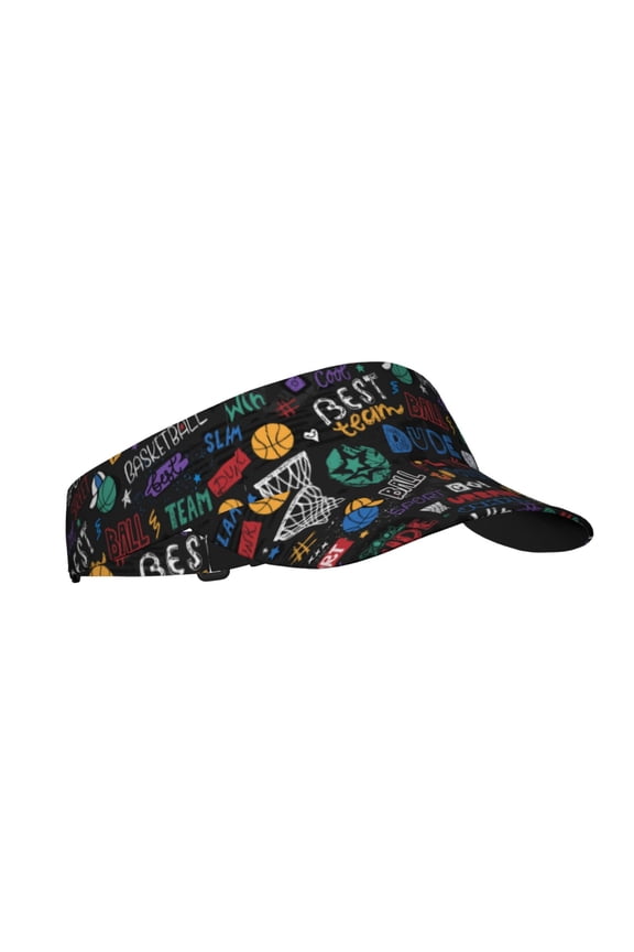 Basketball Print Adult Sunscreen Visor Cap, Adjustable Sun Protection Hat,Sun Visor Hats,UV Protection Outdoor Sports Golf Running Sun Caps