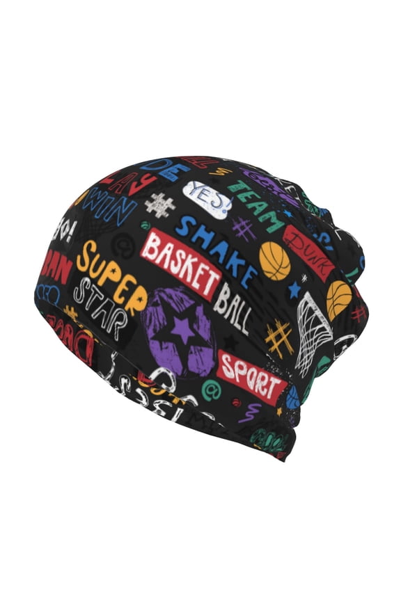 Basketball Print Winter Beanie Daily Hat - Thermal Polar Fleece Ski Running Hat Skull Cap for Men and Women,Beanie