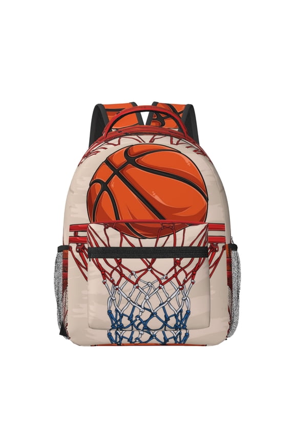 Basketball Shot Print Backpack for School,15.6 inch Laptop Back Pack for High School and College Students, Waterproof Computer Bookbag-One Size