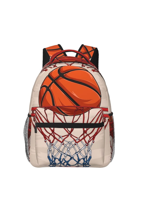 Basketball Shot Print Backpack for Both Men and Women, Basic Bookbag for College, Work, or Travel,Rucksack Computer Bag-One Size