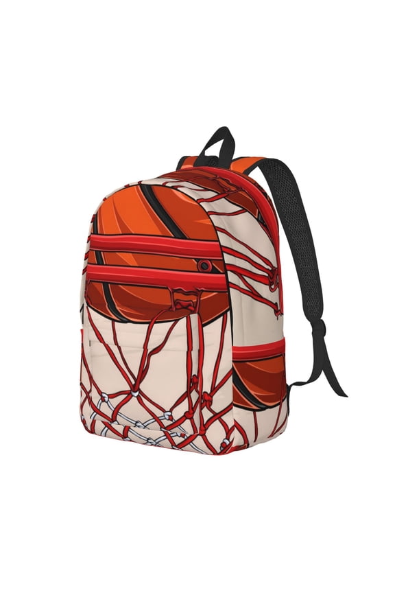 Basketball Shot Print Canvas Backpack for School & Outdoor,Laptop Excursion Backpack,Notebook School Bookbag For Men Women,for Work, Travel, and Everyday Use-Medium