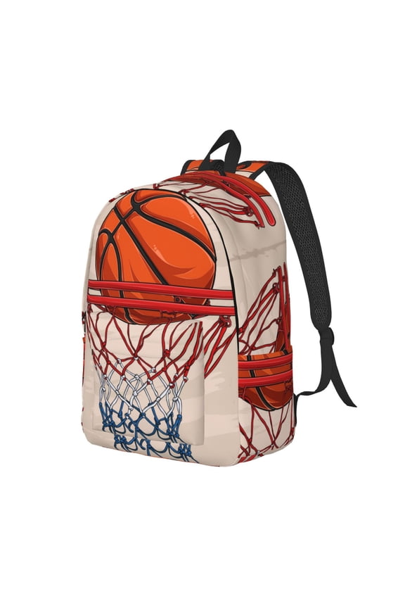 Basketball Shot Print Canvas Backpack for School & Outdoor,Laptop Excursion Backpack,Notebook School Bookbag For Men Women,for Work, Travel, and Everyday Use-Medium