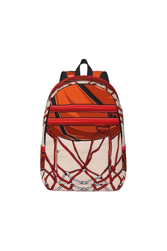 Basketball Shot Print Canvas College Laptop Backpack, Durable Rucksack Travel Notebook Bag School Backpack Book Bag for Men Women-Medium