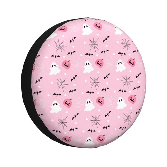 Honeii Bat And Pumpkin Print Tire Covers, Waterproof Anti-UV Sun Snow Rain Tire Covers for Trailers, RV, Camper, SUV, Truck-17 inch