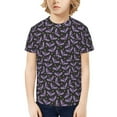 thumbnail image 1 of Honeii Bat Purple Print Kids Boy T-Shirt,Breathable Round Neck Tee,Stylish Summer Tee for Boys, for Outdoor Activities and Casual Wear, 1 of 7