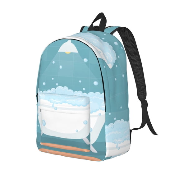Honeii Bathtub with Soap Bubbles Print Canvas Backpack for School & Outdoor,Laptop Excursion Backpack,Notebook School Bookbag For Men Women,for Work, Travel, and Everyday Use-Medium
