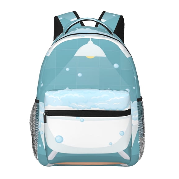 Honeii Bathtub with Soap Bubbles Print Backpack for Both Men and Women, Basic Bookbag for College, Work, or Travel,Rucksack Computer Bag-One Size