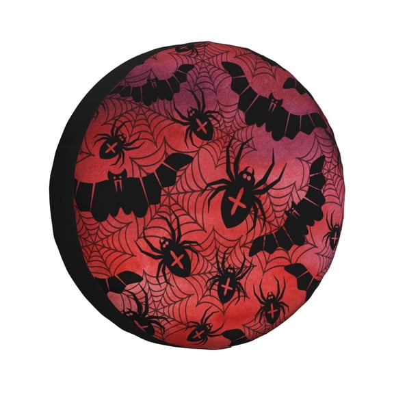 Honeii Bats And Spiders Print Tire Covers, Waterproof Anti-UV Sun Snow Rain Tire Covers for Trailers, RV, Camper, SUV, Truck-15 inch