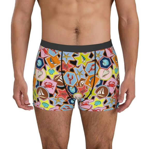 Honeii Beach Life Men's Underwear Boxer Briefs Pack, ComfortSoft Boxer Brief for Men, Moisture-Wicking Breathable-Large