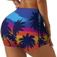 thumbnail image 1 of Honeii Beach with Palm Trees Print Women's Workout Shorts, Gym Shorts for Active Wear, Sports Shorts,Women's Running Shorts,Quick Dry Athletic Shorts-Large, 1 of 8