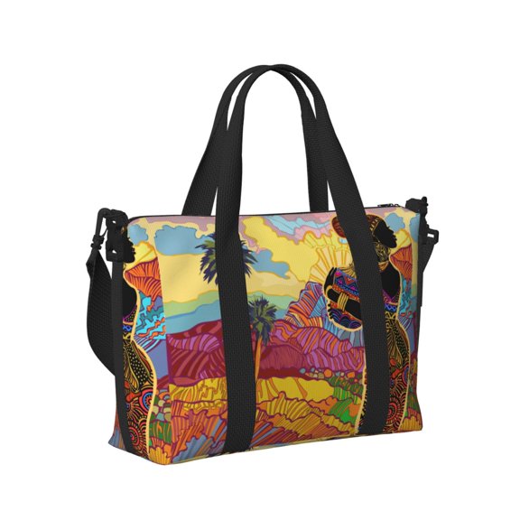 Honeii Beautiful African Woman Print Hand Travel Bag,Travel Duffle Bag, Waterproof Weekender Bag,Carry On Tote Bags,Weekender Tote Bag,for Weekend and Business Travel