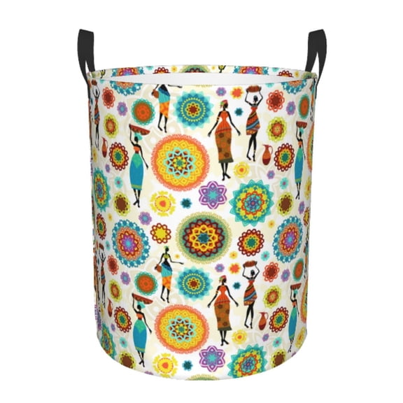 Honeii Beautiful African Womens Print Laundry Hamper Basket,Baby Nursery Woven Storage Basket for Toys Bin,Pillows,Blankets,Clothes-Small