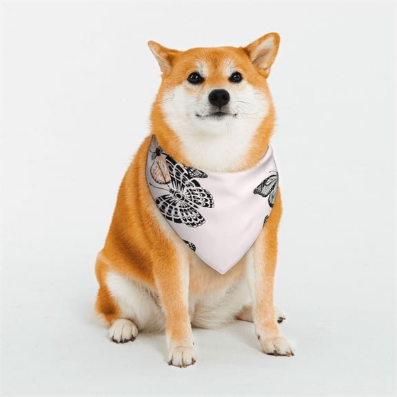 Honeii Beautiful Butterfly Print Pet Scarf Dog Bandanas for Dogs Triangle Dog Scarfs,Bandana Pet Cute Scarf Bibs for Small Medium Dogs and Cat-Medium