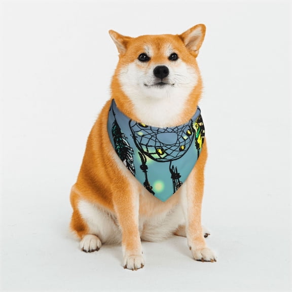 Honeii Beautiful Dreamcatcher Print Pet Scarf Dog Bandanas for Dogs Triangle Dog Scarfs,Bandana Pet Cute Scarf Bibs for Small Medium Dogs and Cat-Small