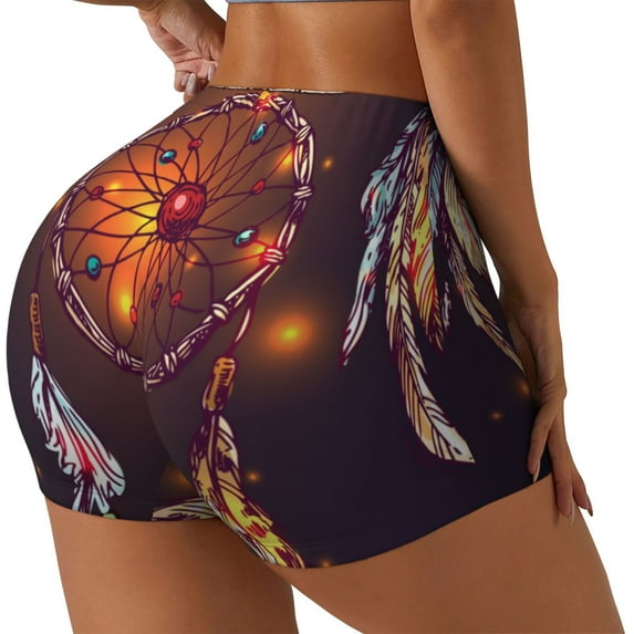 Honeii Beautiful Dreamcatcher1 Print Women's Workout Shorts, Gym Shorts for Active Wear, Sports Shorts,Women's Running Shorts,Quick Dry Athletic Shorts-Small