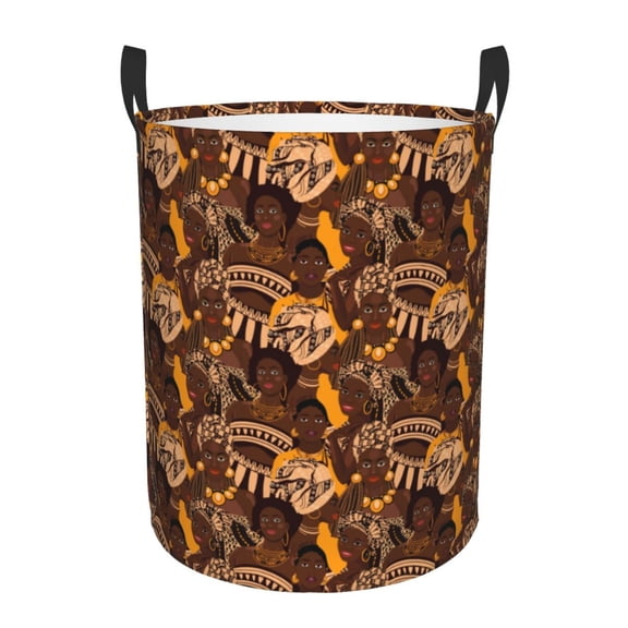 Honeii Beautiful Ethnic African Women Print Laundry Hamper Basket,Baby Nursery Woven Storage Basket for Toys Bin,Pillows,Blankets,Clothes-Medium