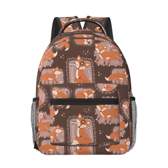 Honeii Beautiful Fox Print Backpack for School,15.6 inch Laptop Back Pack for High School and College Students, Waterproof Computer Bookbag-One Size