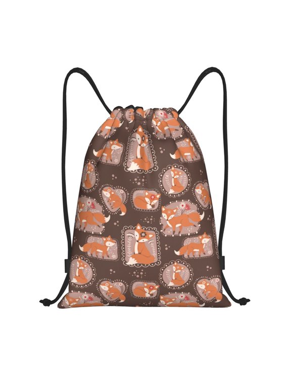 Beautiful Fox Print Drawstring Backpack,Drawstring Bags String Backpack Gym Cinch Sack Backpack Sport Bag Draw-Small