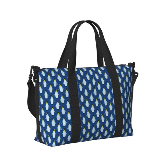 Honeii Beautiful King Penguin Pattern Print Hand Travel Bag,Travel Duffle Bag, Waterproof Weekender Bag,Carry On Tote Bags,Weekender Tote Bag,for Weekend and Business Travel