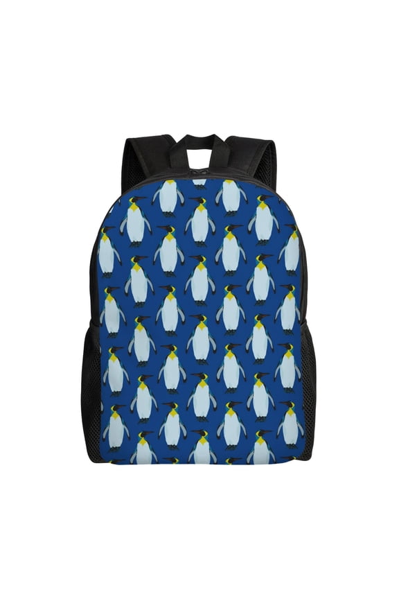 Beautiful King Penguin Pattern Print Laptop Backpack for Work, College, Travel, Daily Backpacks for Men Women, Sport Rucksack,Computer Bag