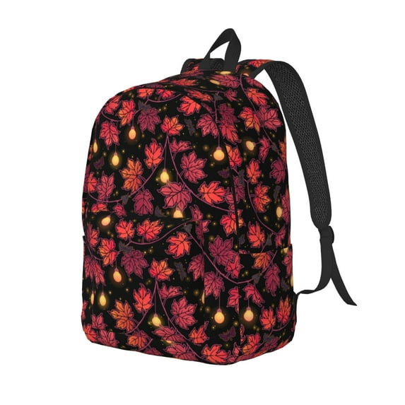 Honeii Beautiful Maple Leaf Lantern Print Canvas Backpack for School & Outdoor,Laptop Excursion Backpack,Notebook School Bookbag For Men Women,for Work, Travel, and Everyday Use-Medium