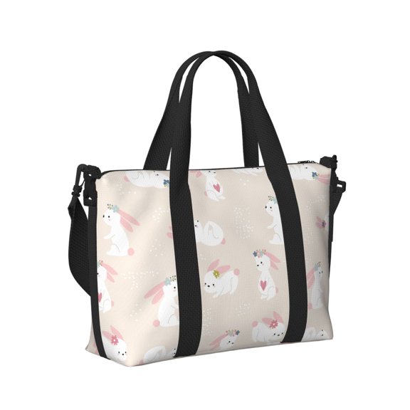 Honeii Beautiful Rabbit Print Hand Travel Bag,Travel Duffle Bag, Waterproof Weekender Bag,Carry On Tote Bags,Weekender Tote Bag,for Weekend and Business Travel