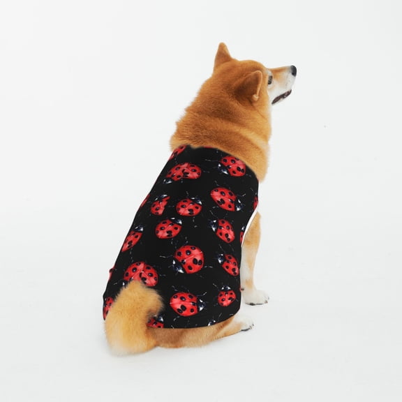 Honeii Beautiful Red Ladybug Pattern 100% Cotton Dog Clothes Dog Costumes Doggie Shirts Puppy Shirt Pet Vest Tank Top Cat Tee-5X-Large