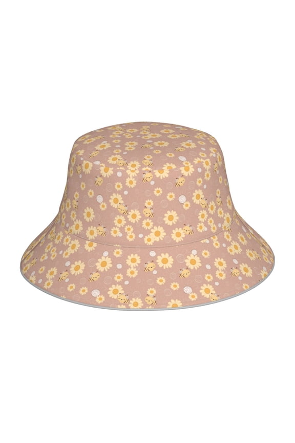 Bee Gnome for Unisex Bucket Hat Waterproof Rain Hat Reversible Shiny Rave Bucket Hat for Concert Festival Boonie Cap