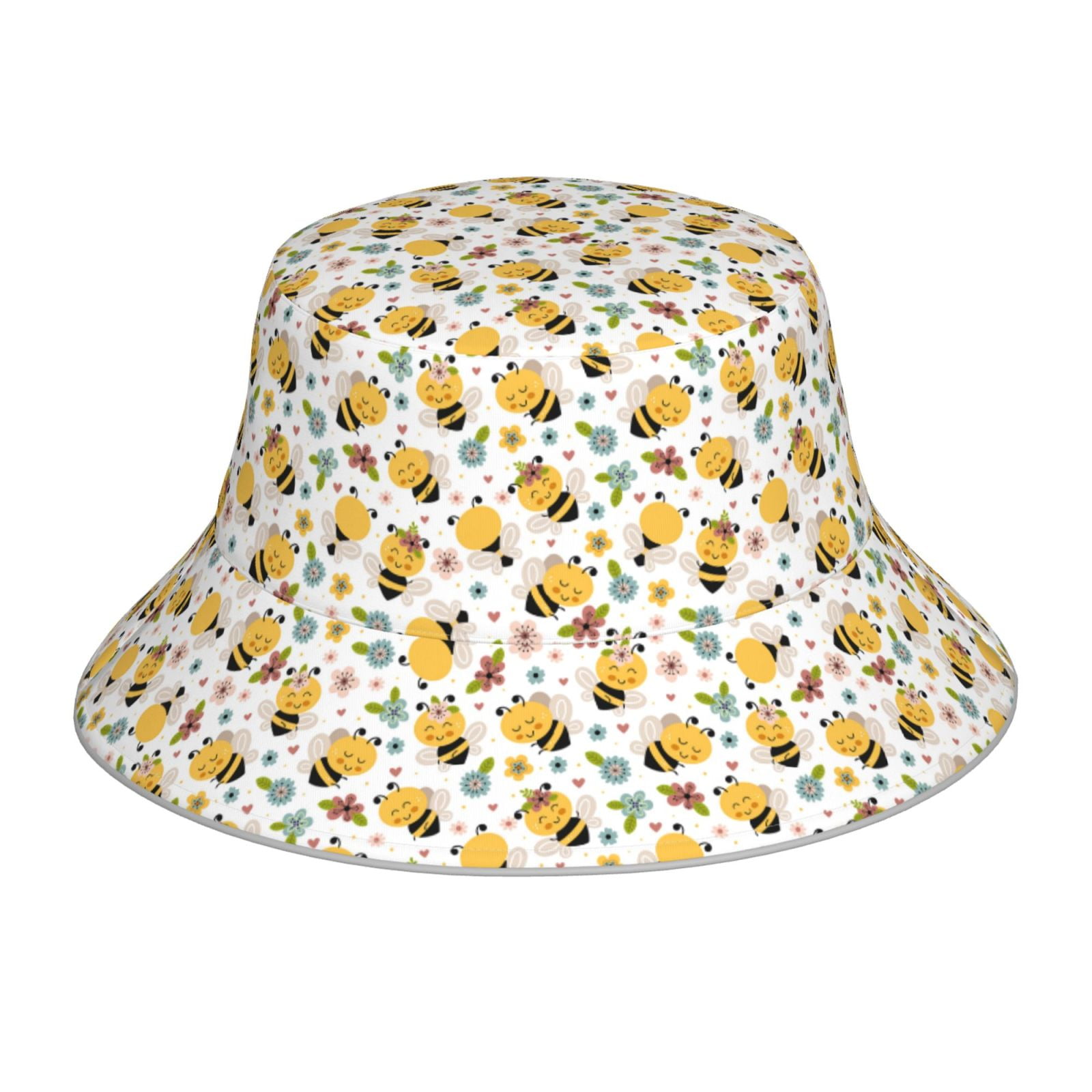 Honeii Bee and Flowers for Unisex Bucket Hat Waterproof Rain Hat ...