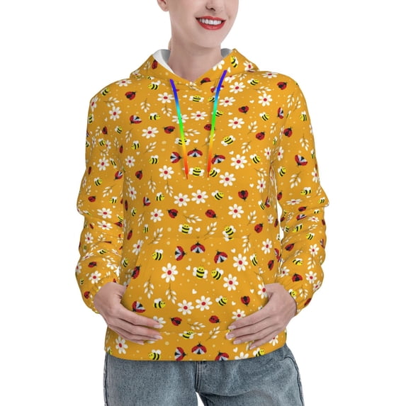 Honeii Bees And Ladybug Pattern Womens Oversized Hoodies Long Sleeve Sweatshirts Pullover Fall Outfits with Pocket-Large