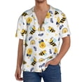 thumbnail image 1 of Honeii Bees And Rainbows for Men's Short-Sleeved Button-Up Collared Shirt Featuring A Pocket, Perfect for Beach Vacations, And Travel Adventures.-XX-Large, 1 of 5