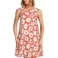 thumbnail image 1 of Honeii Beige Flowers Print Women's Sleeveless Dress, Loose Fit Casual Dress for Women, Summer Fashion Dress, 1 of 7