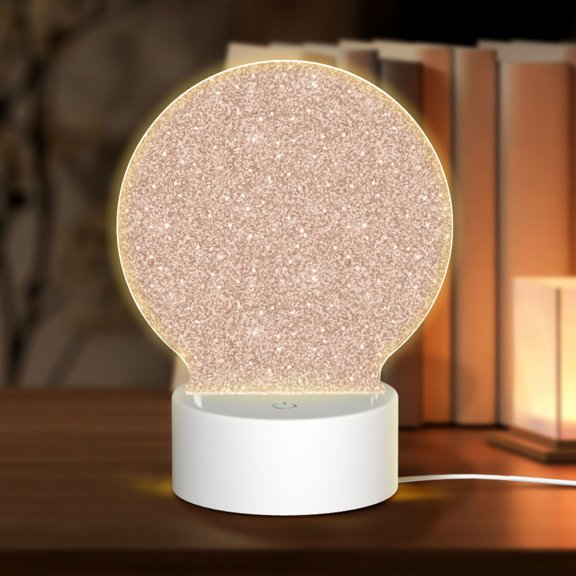 Honeii Beige Sparkling Glitter Print Acrylic LED Night Lamp,Round Touch-Control Night Light with 3 Lighting Modes,for Bedrooms, Living Rooms, and Gifting