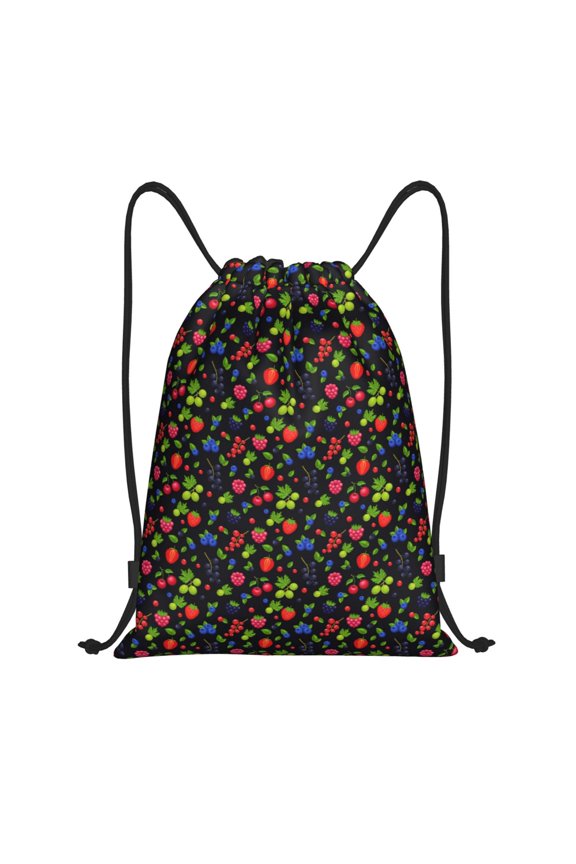 Berries Print Drawstring Backpack,Drawstring Bags String Backpack Gym Cinch Sack Backpack Sport Bag Draw-Small